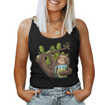 Smiling Sloth Beer Cactus Lazy Animal Sloth Lover Women Tank Top - Monsterry DE
