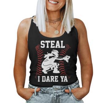 Softball Catcher Steal I Dare Ya Girl Player Women Tank Top - Monsterry UK