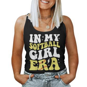 In My Softball Girl Era Retro Groovy Softball Girl Women Tank Top | Mazezy