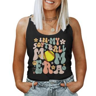 In My Softball Mom Era Mom Groovy Life Game Day Vibes Mama Women Tank Top - Seseable