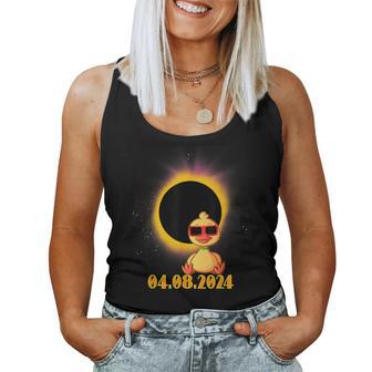 Solar Eclipse 2024 Duck Wearing Solar Eclipse Glasses Women Tank Top - Monsterry UK