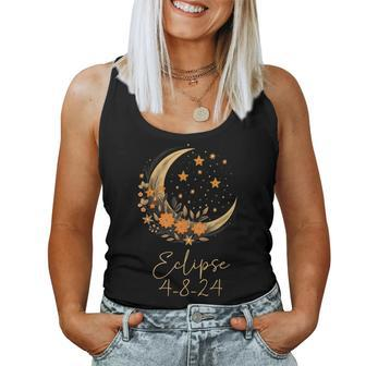 Solar Eclipse With Floral Flowers Women Tank Top - Seseable