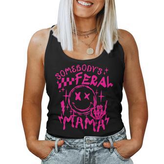 Somebody's Feral Mama Retro Pink Skeleton Hands Mother Women Tank Top - Monsterry DE