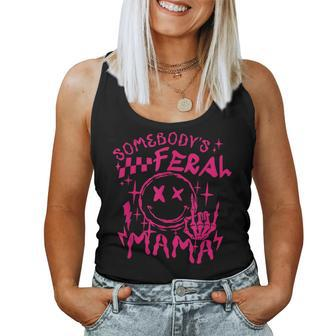 Somebodys Feral Mama Smile Cool Aunt Mom Club Smiling Face Women Tank Top - Monsterry AU