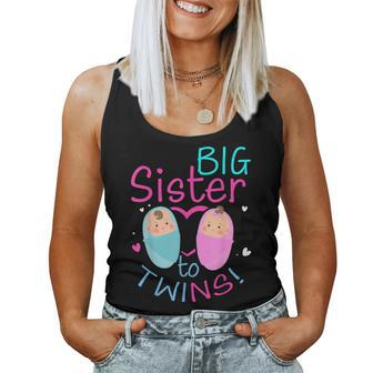 Soon To Be Big Sister To Twins Baby Boy Girl 2024 Reveal Women Tank Top - Monsterry UK
