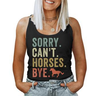 Sorry Can't Horses Bye Vintage Horseback Riding Girls Women Tank Top | Mazezy