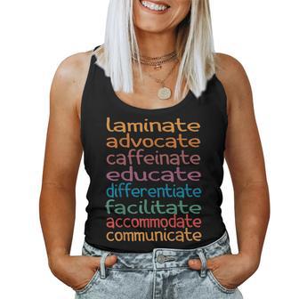 Sped Special Education Teacher Laminate Advocate Caffeinate Women Tank Top - Monsterry AU