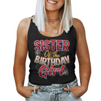 Spider Web Birthday Party Theme Sister Of The Birthday Girl Women Tank Top - Seseable