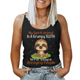My Spirit Animal Is A Grumpy Sloth Cute Sloth Women Tank Top - Monsterry