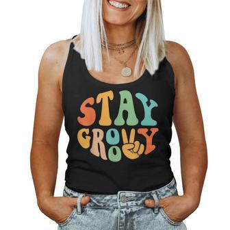 Stay Groovy Hippie Peace Sign Retro 60S 70S Women Women Tank Top - Monsterry CA