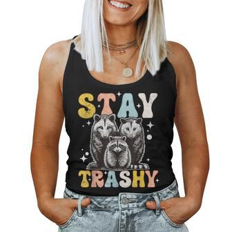 Stay Trashy Raccoon Possum Skunk Groovy Meme Women Tank Top - Monsterry CA