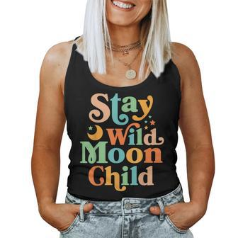 Stay Wild Moon Child Hippie Retro 60S 70S Groovy Women Tank Top - Seseable