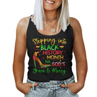 Stepping Into Black History Month With God Christian Girl Women Tank Top - Seseable