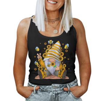 Sunflower Gnome With Bee Hippie Gnome Lover Women Tank Top | Mazezy