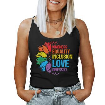 Sunflower Kindness Equality Inclusion Diversity Love Women Tank Top - Monsterry