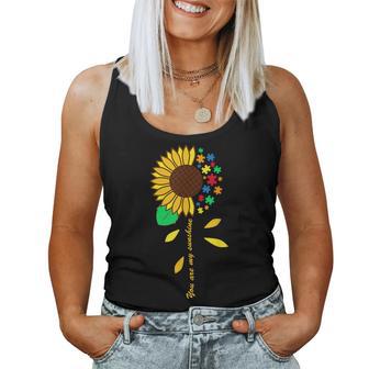 Sunflower Puzzle Piece Inspirational Autism Awareness Women Tank Top - Monsterry