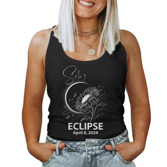 Sunflower Total Solar Eclipse 2024 Flower Women Tank Top - Seseable