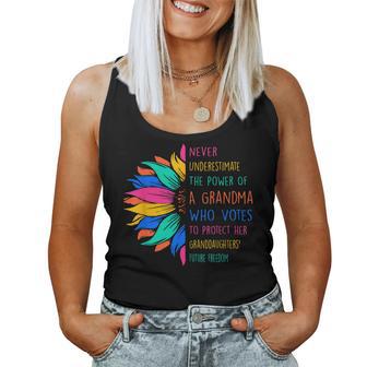 Sunflower Never Underestimate The Power Of Grandma Who Votes Women Tank Top - Seseable