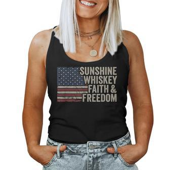 Sunshine Whiskey Faith & Freedom Vintage Usa Flag Summer Women Tank Top - Monsterry UK