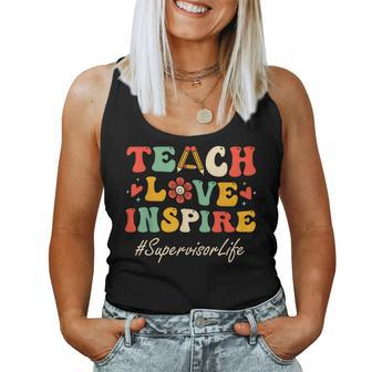 Supervisor Teach Love Inspire Groovy Bach To School Women Tank Top - Seseable