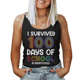 I Survived 100 Days Of School 80 Days To Go Teacher Adult Women Tank Top - Monsterry DE