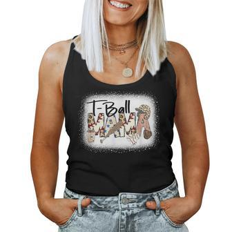 T Ball Mom Leopard Mother's Day Mama Ball Bleached Women Tank Top - Seseable
