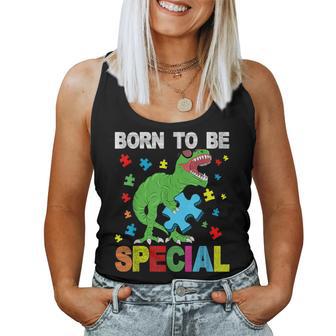 T-Rex Dinosaur Born To Be Special Boy Girl Autism Awareness Women Tank Top - Monsterry UK