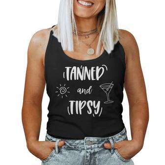 Tanned And Tipsy Wine Day Drinking Beach Women Tank Top - Monsterry UK