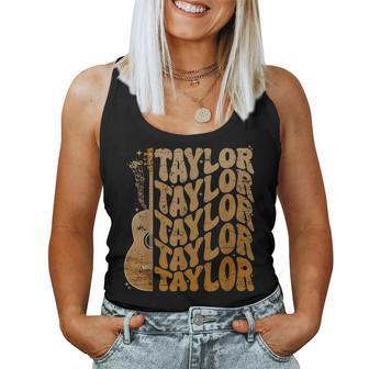 Taylor First Name I Love Taylor Girl Groovy 80'S Vintage Women Tank Top - Seseable