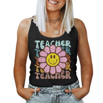 Teacher Flower Face Retro Back To School Appreciation Women Women Tank Top | Mazezy CA