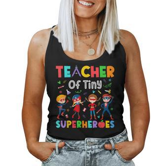 Teacher Of Tiny Superheroes Pre-K Kindergarten Teacher Women Tank Top - Monsterry DE