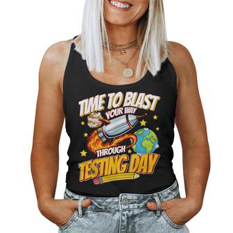 Test Day Space Rocket Galaxy Testing Day Teacher Women Women Tank Top - Thegiftio UK