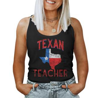 Texan Teacher Flag Proud Texas Vintage Women Tank Top - Monsterry