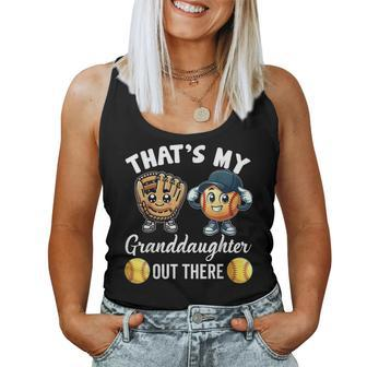 That's My Granddaughter Out There Softball Grandpa Grandma Women Tank Top - Seseable