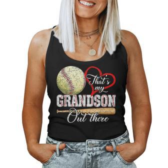 That's My Grandson Out There Baseball Grandma Mother's Day Women Tank Top - Seseable