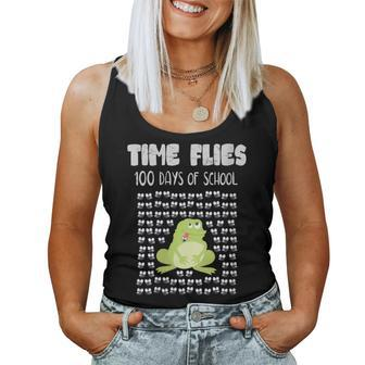 Time Flies 100 Days School Frog 100Th Day Student Women Tank Top - Monsterry