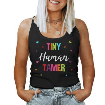 Tiny Human Tamer Preschool Teacher Pre-K Pre-Primary Women Tank Top - Monsterry