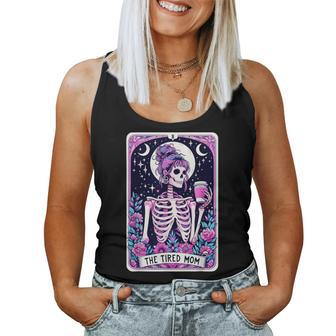 The Tired Mom Tarot Card Witchy Floral Skeleton Women Tank Top - Thegiftio UK
