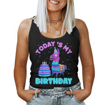 Todays My Birthday Llama Birthday Party Decorations Boys Kid Women Tank Top - Seseable