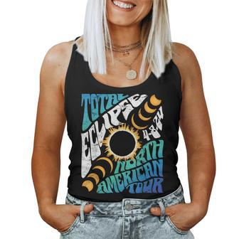 Total Eclipse 2024 Retro Groovy North American Tour Concert Women Tank Top - Monsterry UK