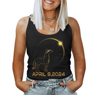 Total Solar Eclipse 2024 Horse Wearing Solar Eclipse Glasses Women Tank Top | Mazezy