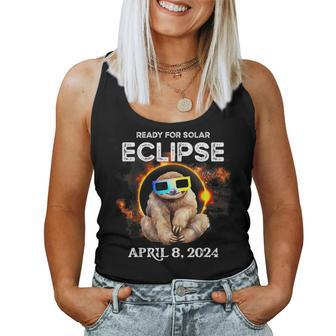 Total Solar Eclipse 2024 Sloth With Solar Eclipse Glasses Women Tank Top - Monsterry AU