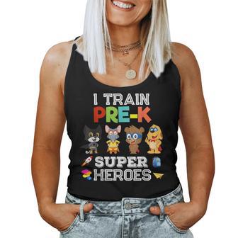 I Train Pre-K Superheroes Back To School Teacher Gif Women Tank Top - Monsterry CA