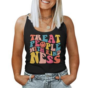 Treat People With Kindness Retro Groovy Cute Trendy Women Tank Top - Monsterry