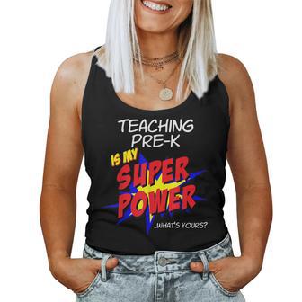 Trendy Pre-K School Teacher Superhero Superpower Comic Book Women Tank Top - Monsterry