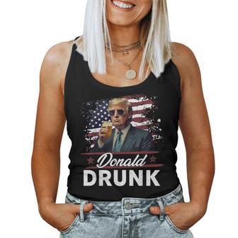 Trump 4Th Of July Drinking Presidents Donald Drunk Women Tank Top - Monsterry