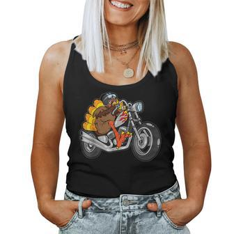 Turkey Riding Motorcycle Thanksgiving Day Cool Fall Autumn Women Tank Top - Monsterry