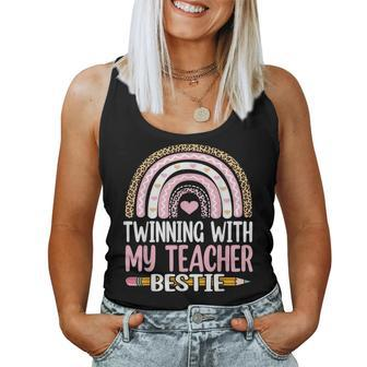 Twinning With My Teacher Bestie Rainbow Matching Teachers Women Tank Top | Mazezy UK