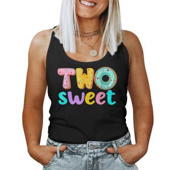 Two Sweet Birthday Girl Donut Birthday Party Theme Family 2 Women Tank Top - Thegiftio UK