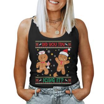Ugly Christmas Sweater Nurse Did You Try Icing It Women Tank Top | Mazezy AU